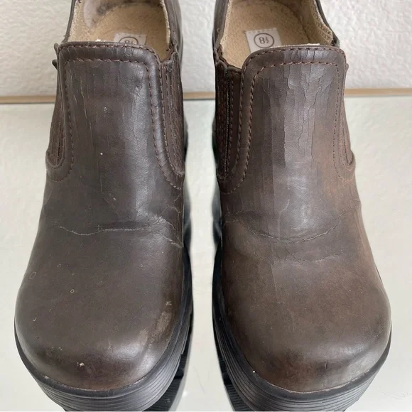 LOWER EAST SIDE Vintage Y2K Brown Faux Leather Chunky Platform Heeled Ankle Boot - Picture 9 of 14